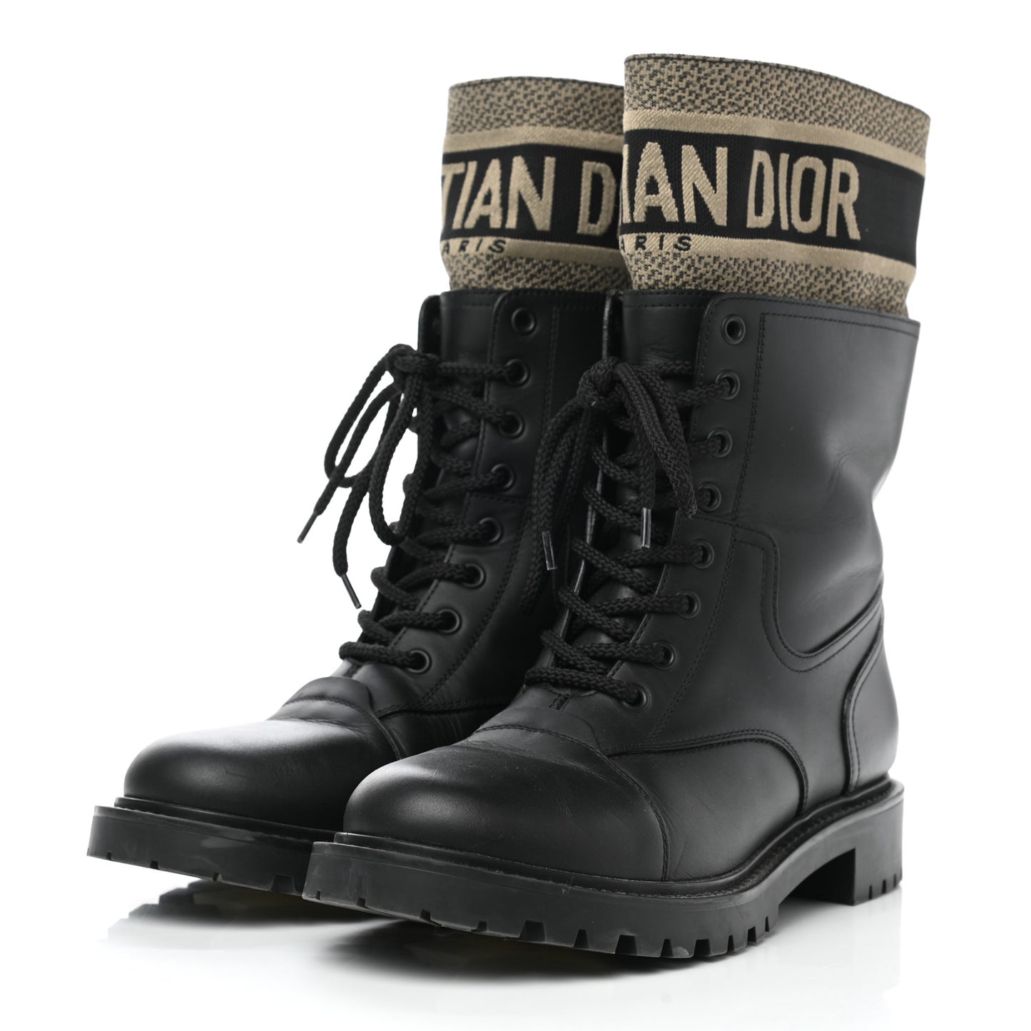 Calfskin Technical Fabric D-Major Ankle Boots 39 Black Taupe