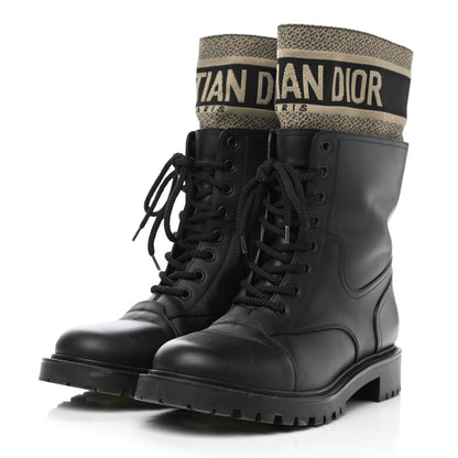 Christian Dior Calfskin Technical Fabric D-Major Ankle Boots 39 Black Taupe 3 of 8
