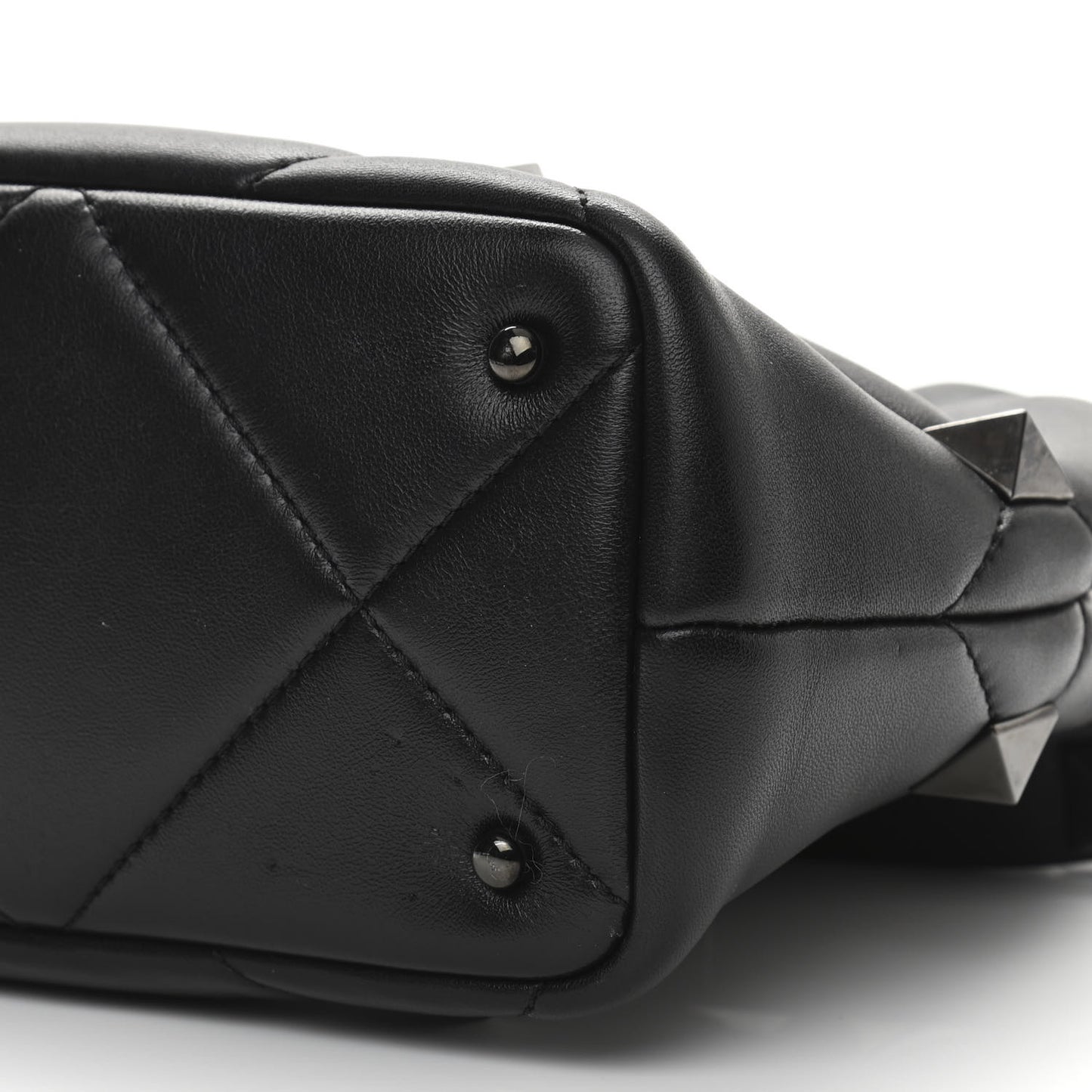 Nappa Monochrome Small Roman Stud The Handle Bag Black