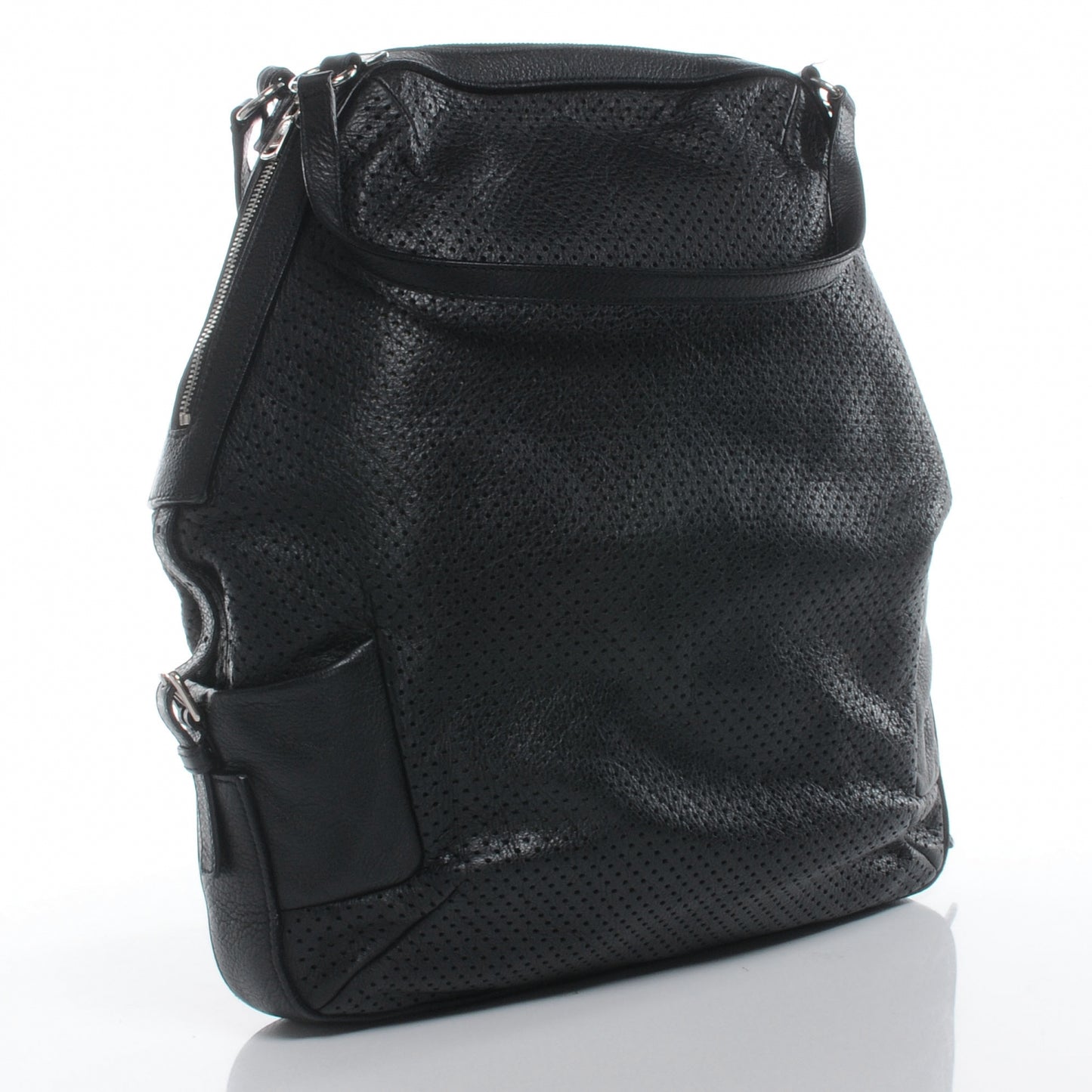 Perforated Leather Zipped Tote Black