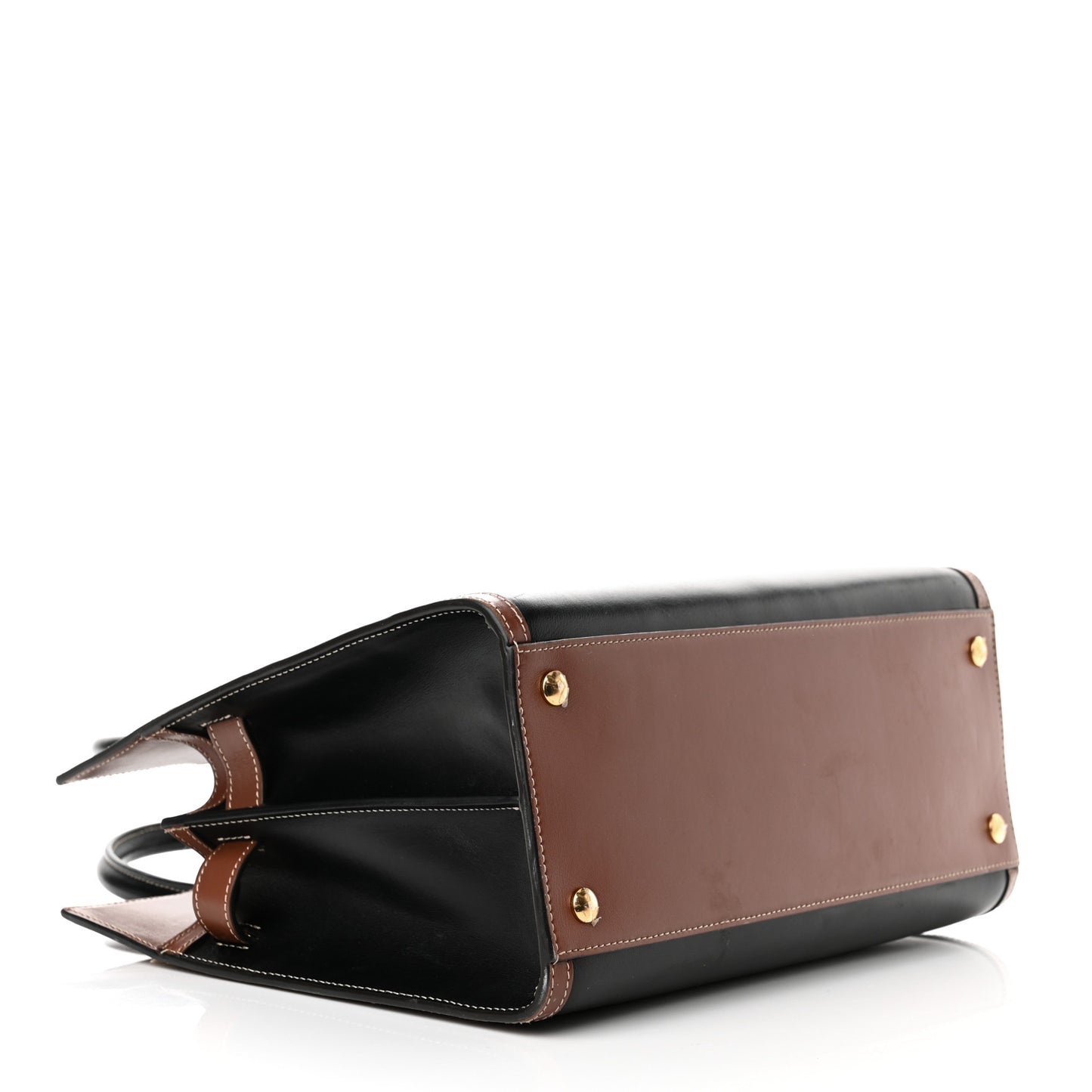 Calfskin Vintage Check Small Two Handle Title Bag Black