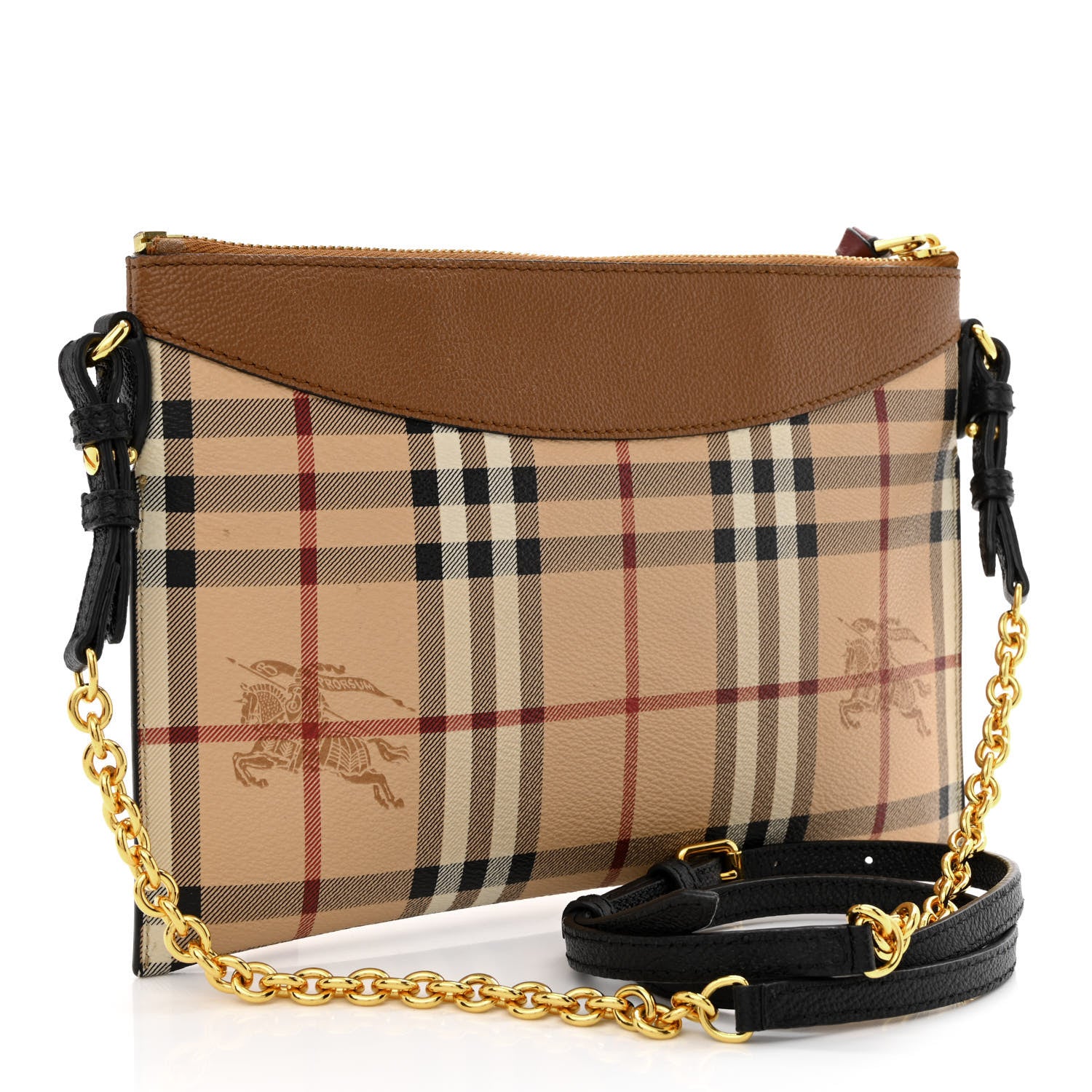 Burberry Haymarket Check Peyton Crossbody Clutch Bag Toffee 3 of 17