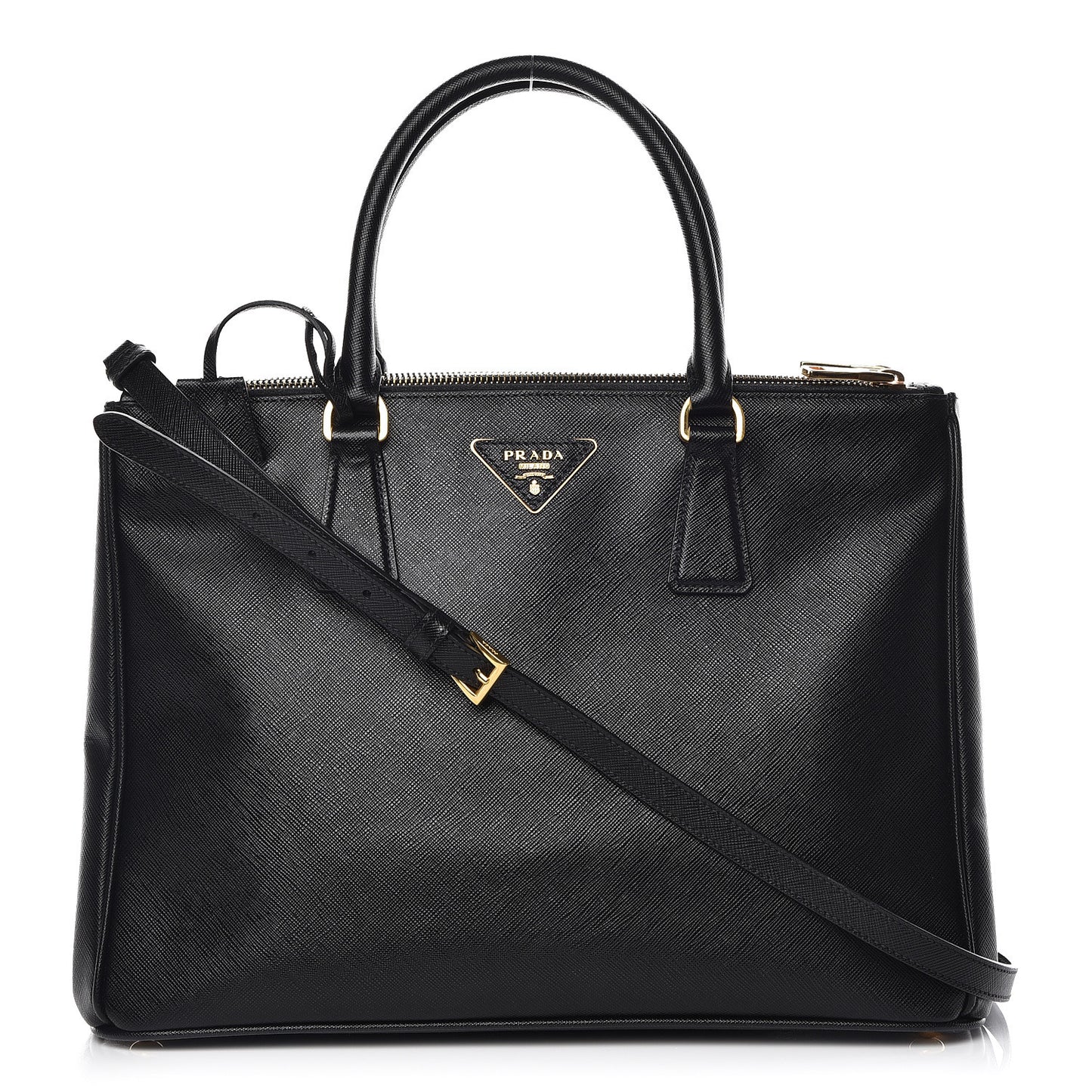 Saffiano Medium Galleria Double Zip Tote Black