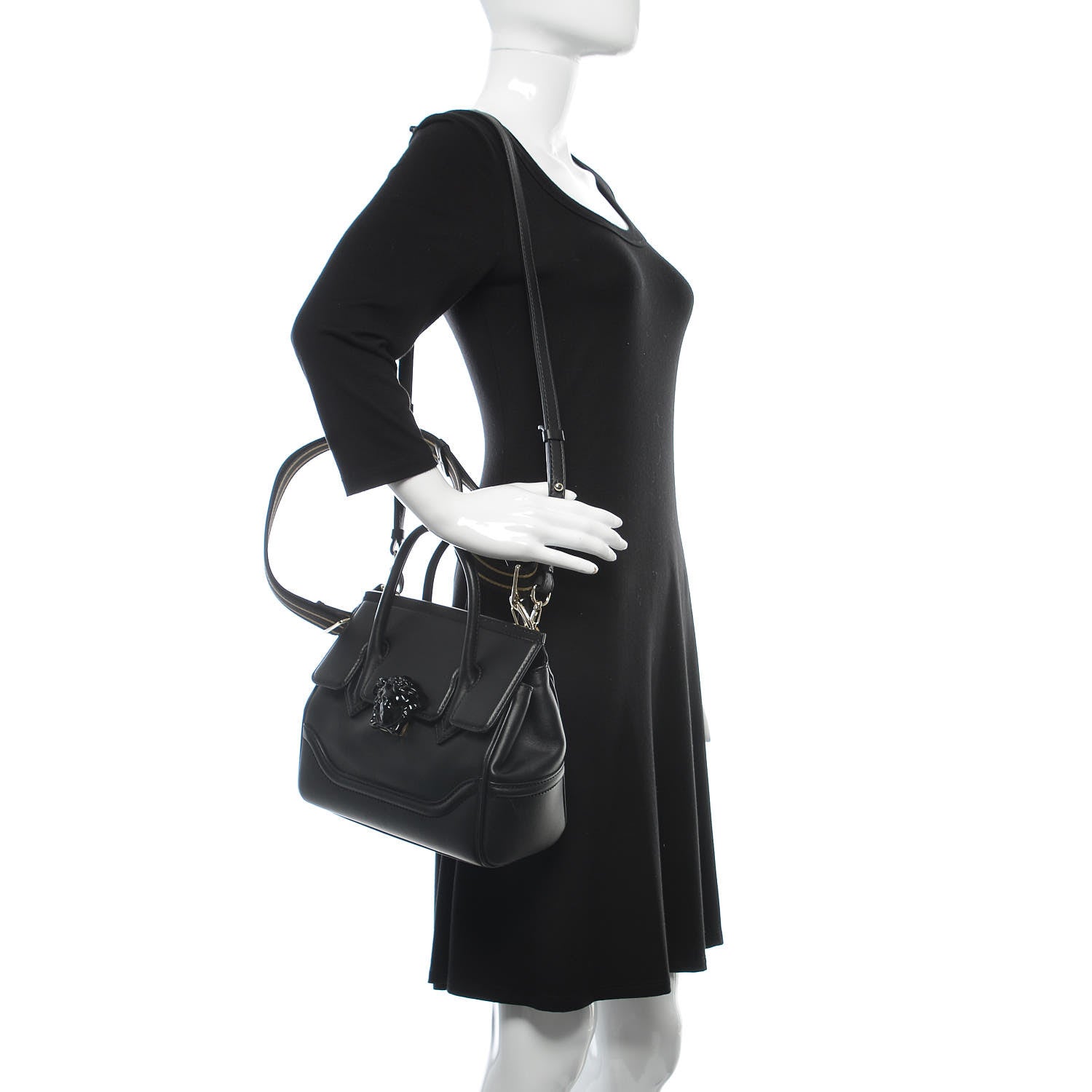 Versace Calfskin Medium Palazzo Empire Bag Black 3 of 14