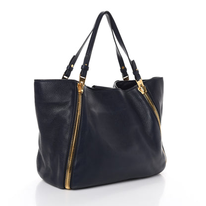 Tom Ford Grained Calfskin Sedgwick Medium Zipper Tote Sapphire Blue 4 of 9