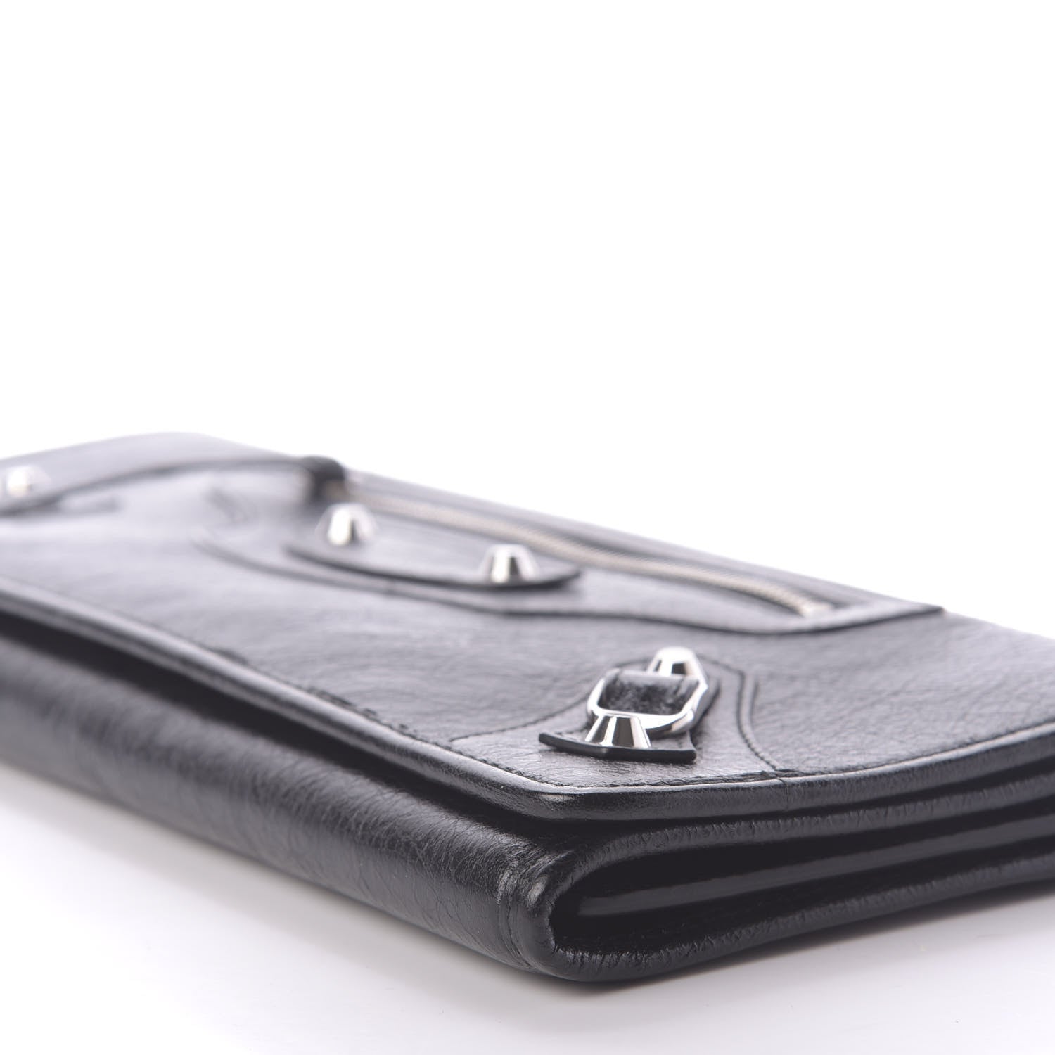 Balenciaga Agneau Classic Silver Hardware Long Clutch Black 7 of 11