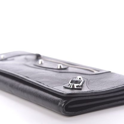 Balenciaga Agneau Classic Silver Hardware Long Clutch Black 7 of 11