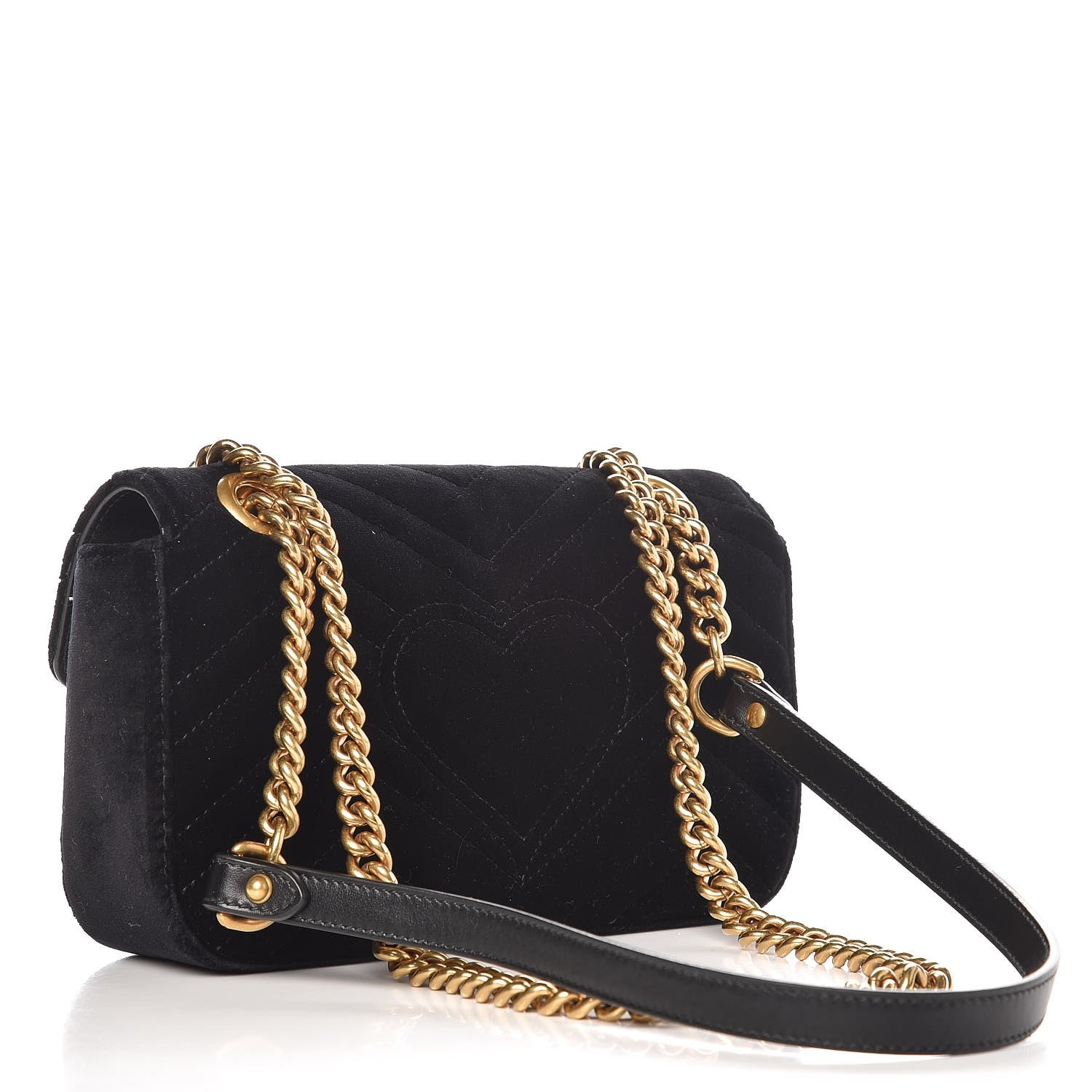 Gucci Velvet Matelasse Mini GG Marmont Shoulder Bag Black 3 of 7