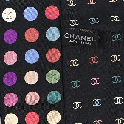 Chanel Silk Polka Dot CC Slim Bandeau Scarf Black Multicolor 3 of 3