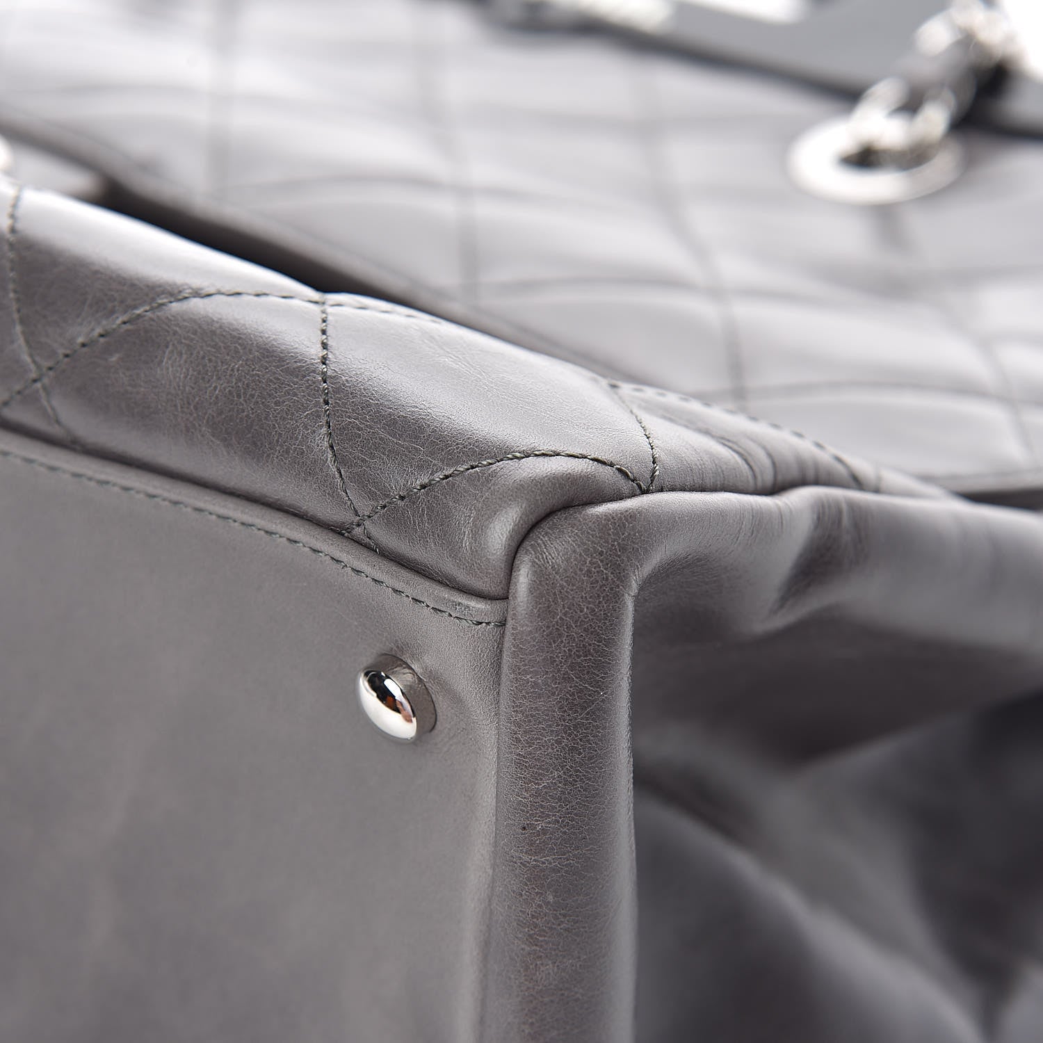 Chanel Glazed Calfskin Quilted Large CC Delivery Tote Grey 10 of 13