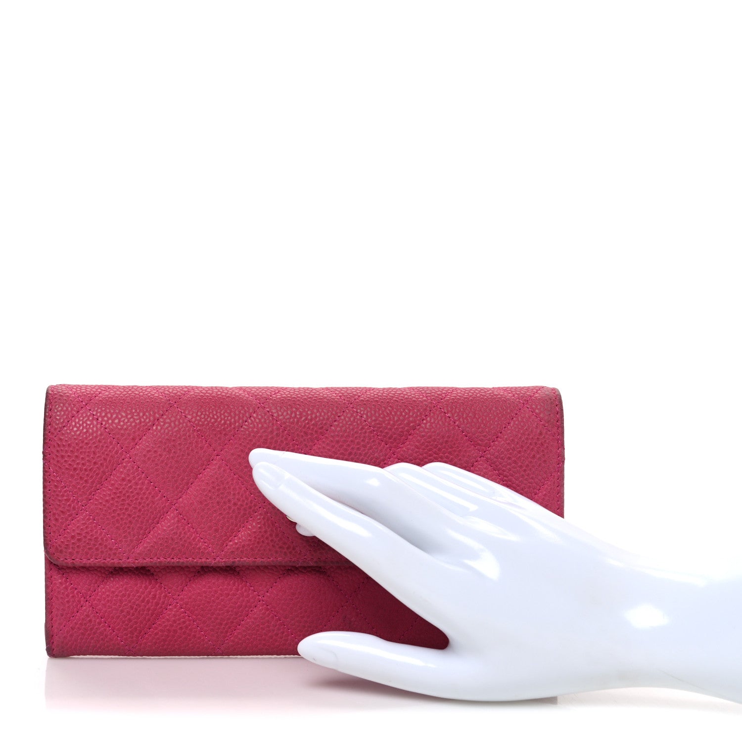 Chanel Caviar Quilted Large Gusset Flap Wallet Pink 2 of 9