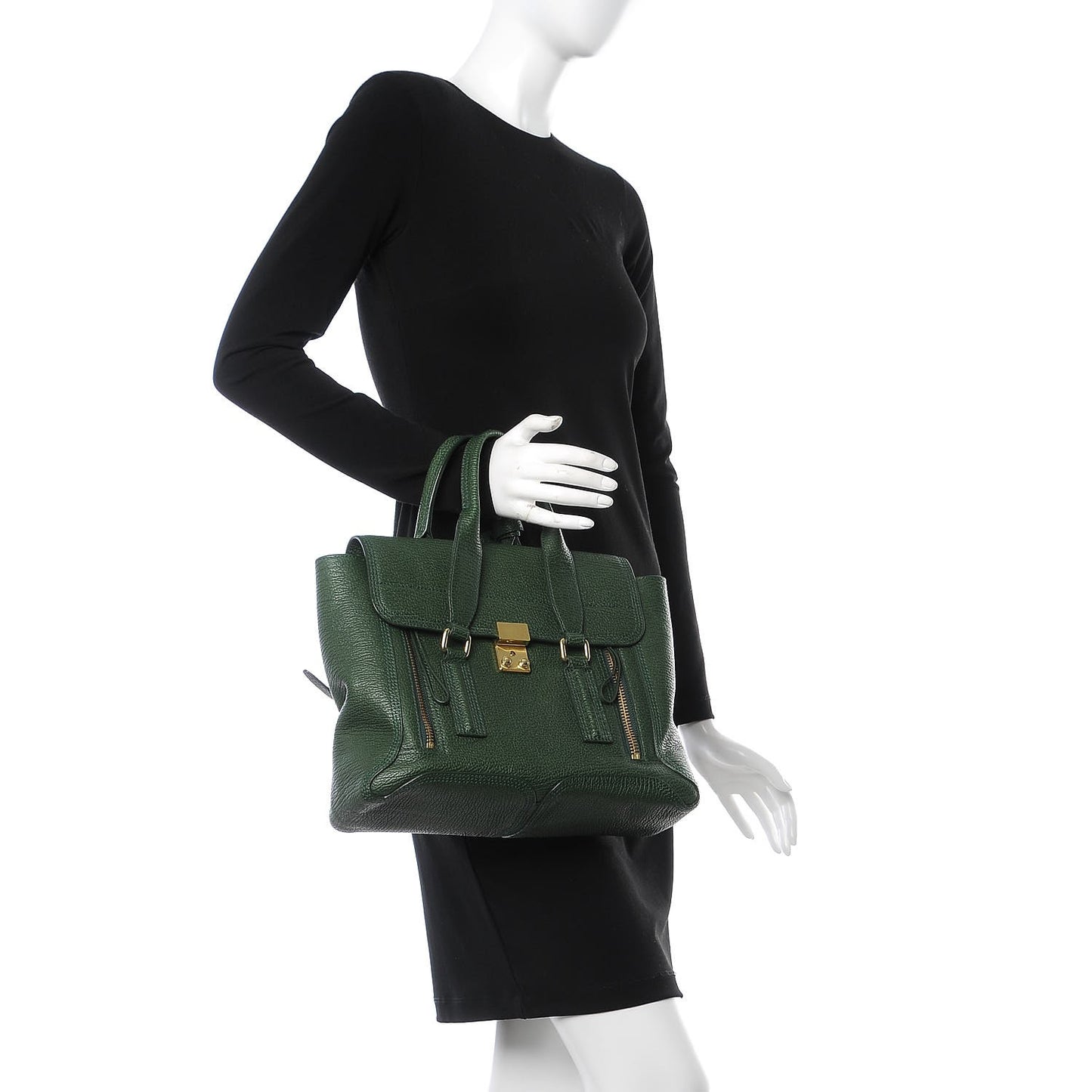 3.1 Textured Calfskin Medium Pashli Satchel Jade