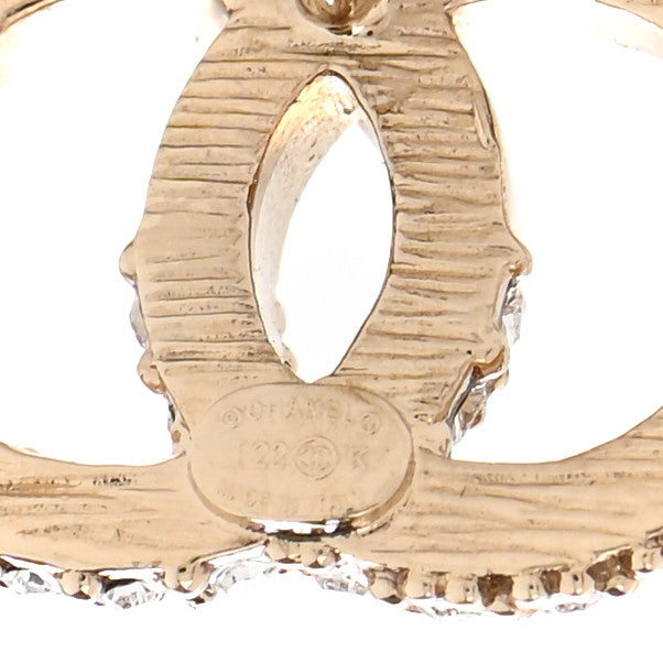Chanel Crystal Metal CC Earrings Gold 4 of 5