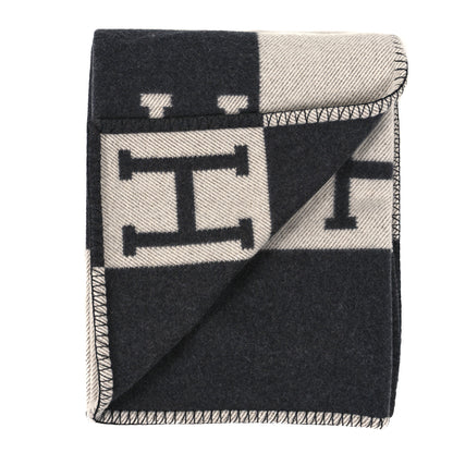 Hermes Wool Cashmere Avalon Blanket Ecru Gris Fonce 2 of 3