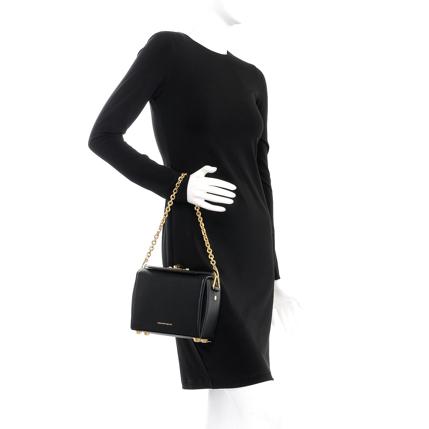 Alexander McQueen Silky Amish Grained Goatskin Box Shoulder Bag 16 Black 3 of 13