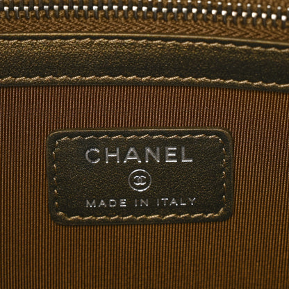 Chanel Metallic Aged Calfskin Chevron Quilted Large Gabrielle Cosmetic Case Gold 7 of 8