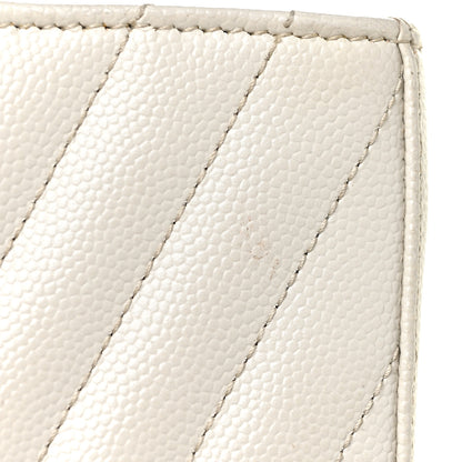 Saint Laurent Grain De Poudre Matelasse Chevron Monogram Chain Wallet Icy White 19 of 19