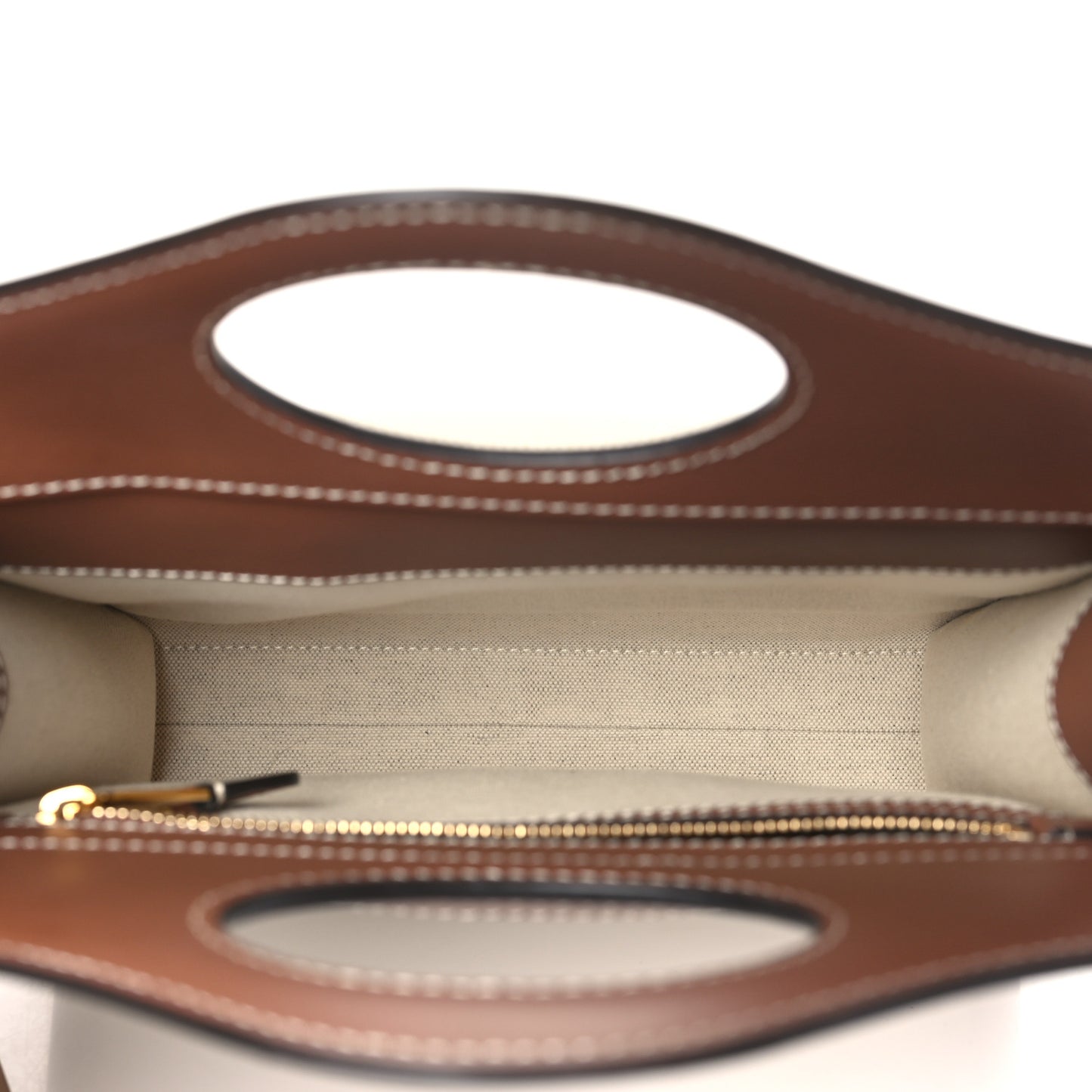 Canvas Smooth Calfskin Two Tone Mini Pocket Bag Natural Malt Brown