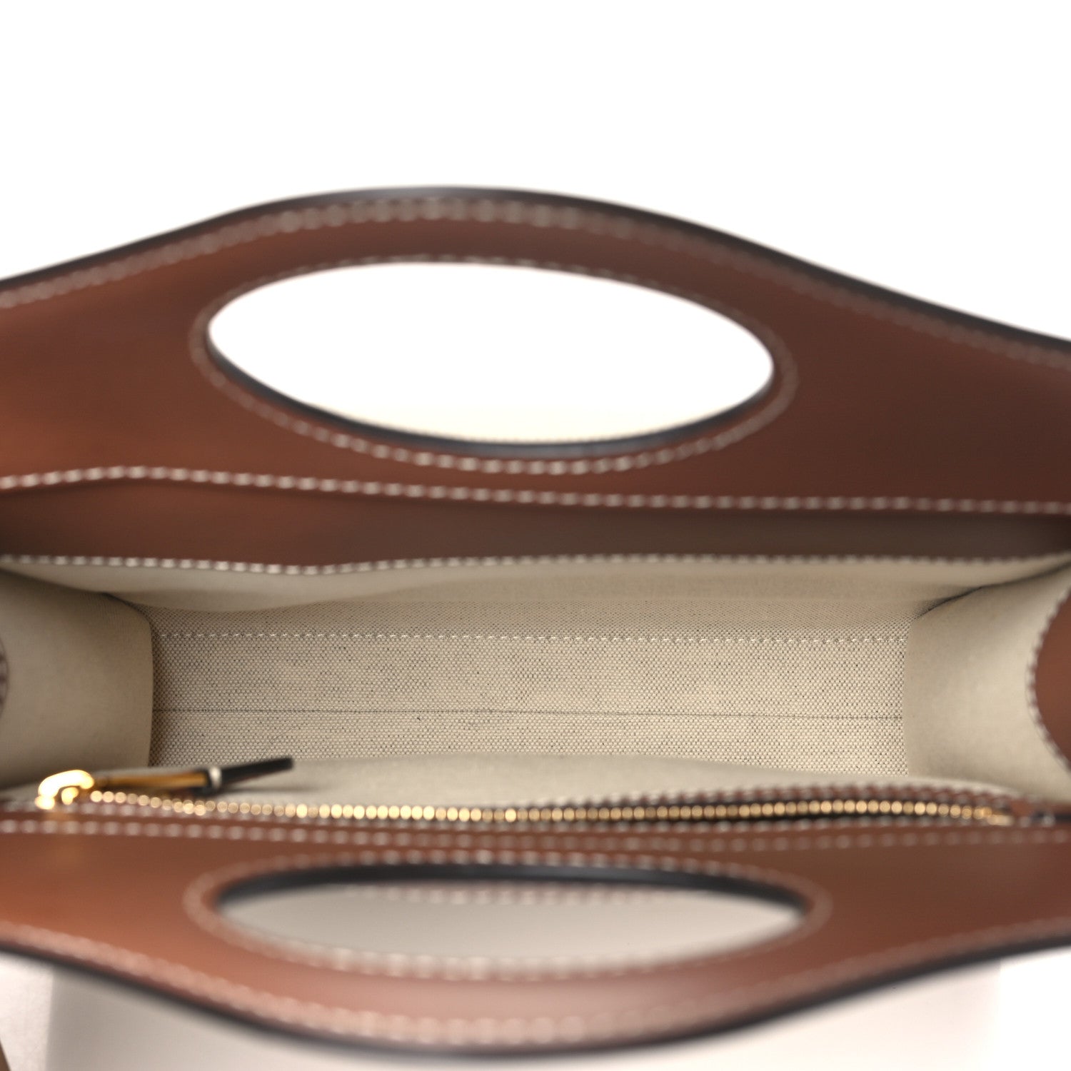 Burberry Canvas Smooth Calfskin Two Tone Mini Pocket Bag Natural Malt Brown 5 of 11
