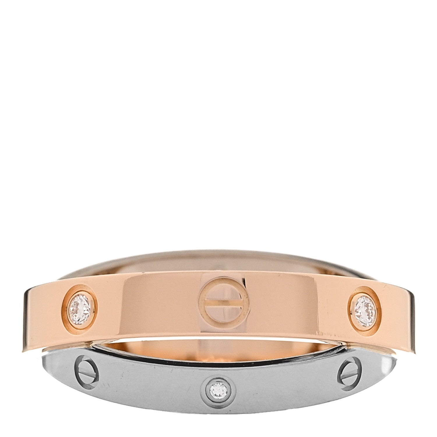 Cartier 18K Pink White Gold 6 Diamond LOVE Ring 53 6.5 3 of 4