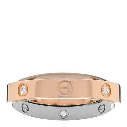 Cartier 18K Pink White Gold 6 Diamond LOVE Ring 53 6.5 3 of 4