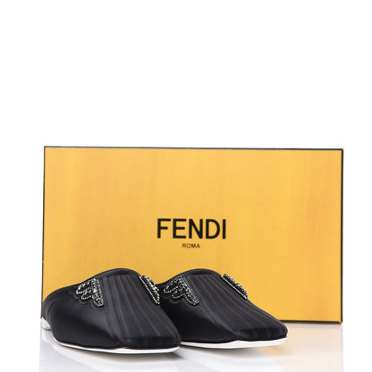 Fendi Satin Crystal FFreedom Flat Mules 37.5 Black 8 of 8