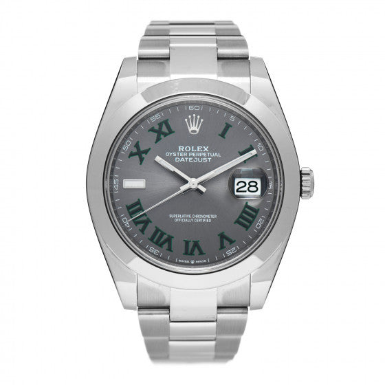 Stainless Steel 41mm Oyster Perpetual Wimbledon Datejust Watch Slate 126300