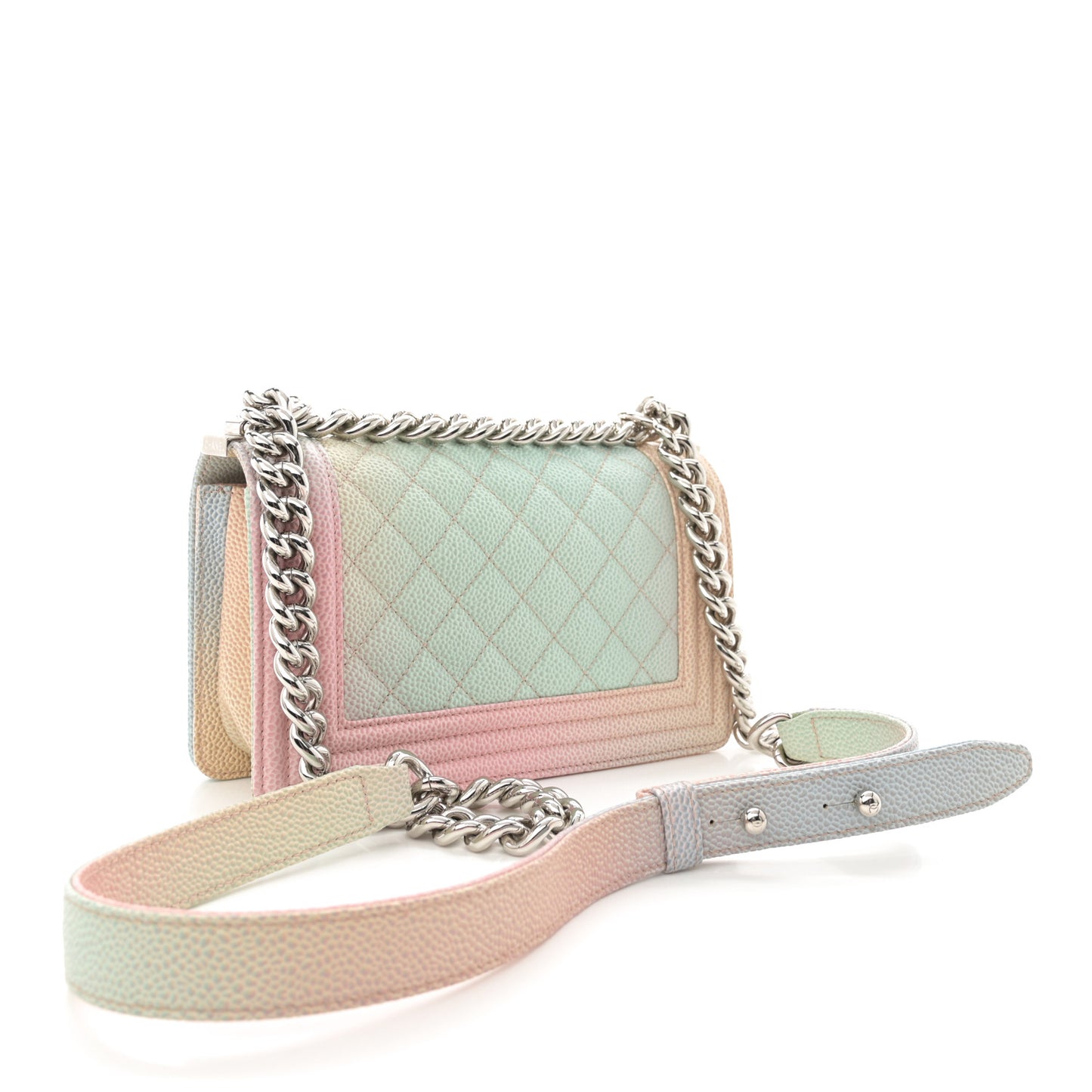 Caviar Quilted Small Rainbow Boy Flap Multicolor