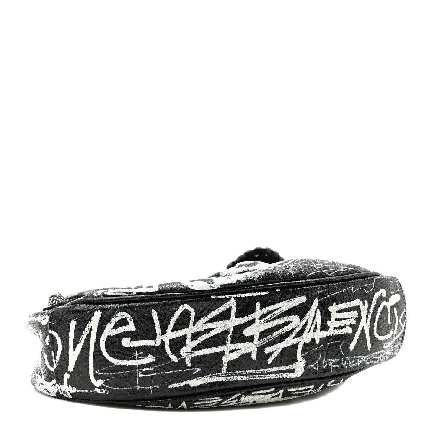 Agneau Arena Graffiti Le Cagole Shoulder Bag XS White Black