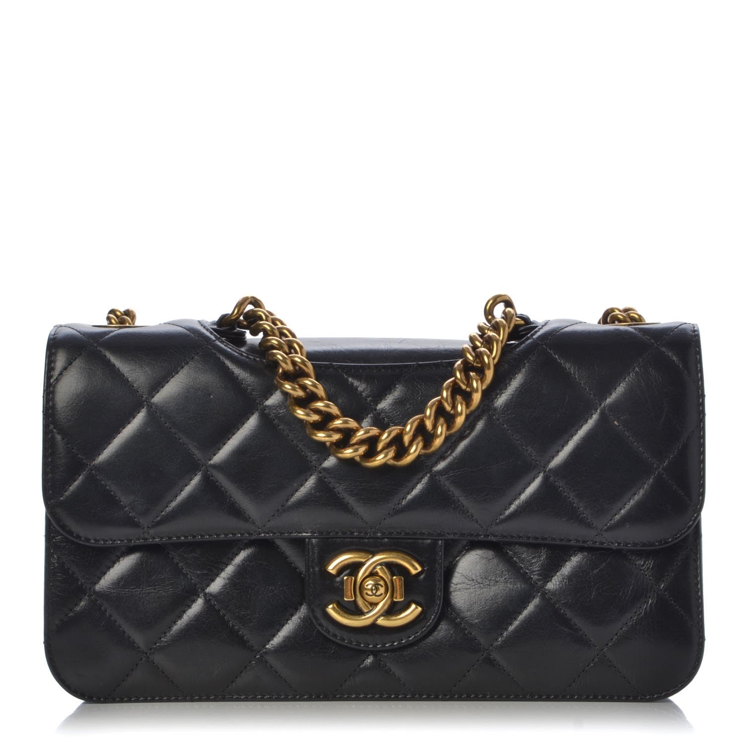 Chanel Glazed Calfskin Quilted Medium Perfect Edge Flap Black 1 of 7