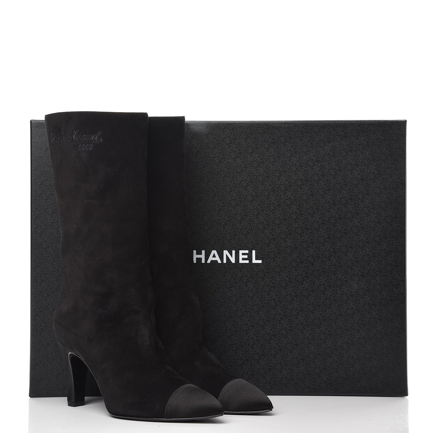 Suede Calfskin Satin Gabrielle Cap Toe Short Boots 37 Black