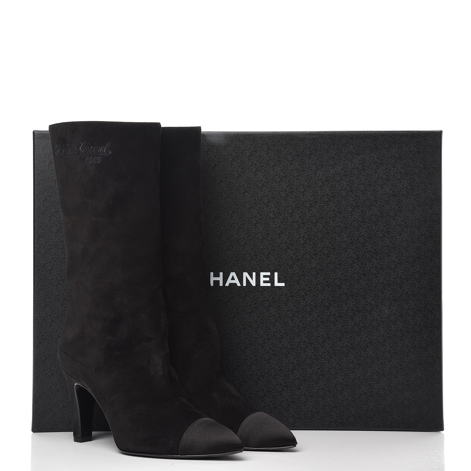 Chanel Suede Calfskin Satin Gabrielle Cap Toe Short Boots 37 Black 10 of 10