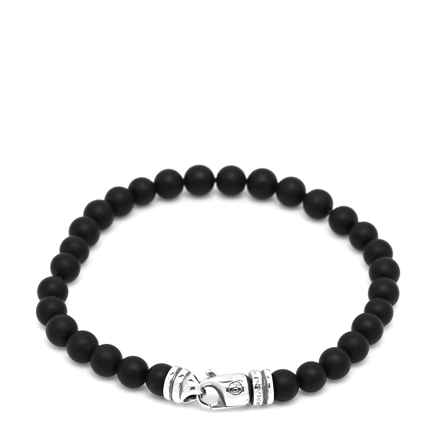 David Yurman Sterling Silver Black Onyx 6mm Spiritual Beads Bracelet 3 of 6