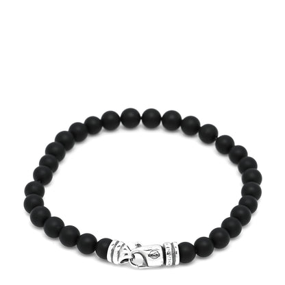 David Yurman Sterling Silver Black Onyx 6mm Spiritual Beads Bracelet 3 of 6