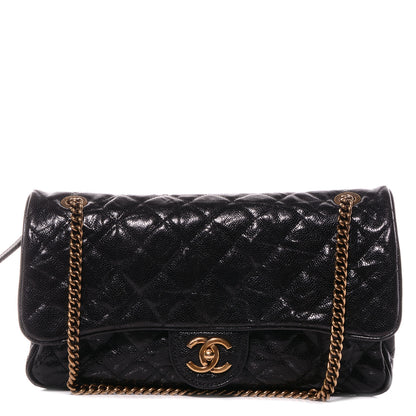 Chanel Crumpled Grained Calfskin Large Shiva Flap Black 1 of 9