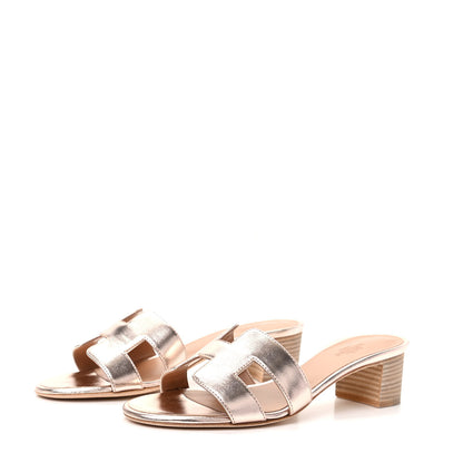 Hermes Metallic Nappa Oasis Sandals 35.5 Rose Dore 3 of 7
