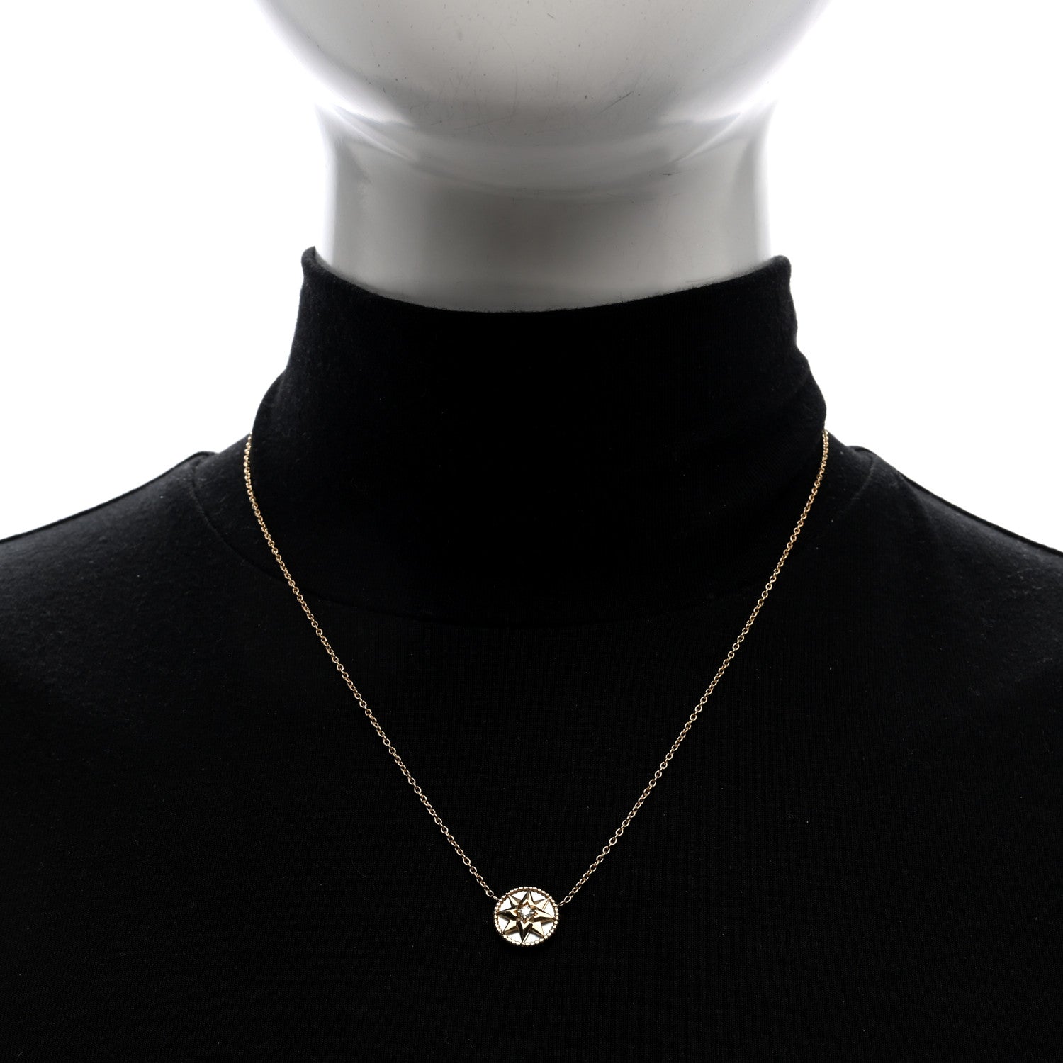 Christian Dior 18K Yellow Gold Diamond Mother of Pearl Rose Des Vents Necklace 2 of 5