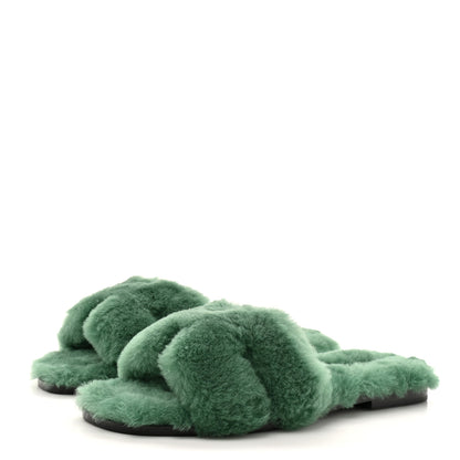Hermes Woolskin Oran Sandals 36 Vert Anglais 4 of 9