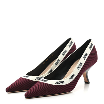 Christian Dior Technical Canvas Ribbon Embroidered J'Adior 65mm Pumps 37 Rouge Black 3 of 8