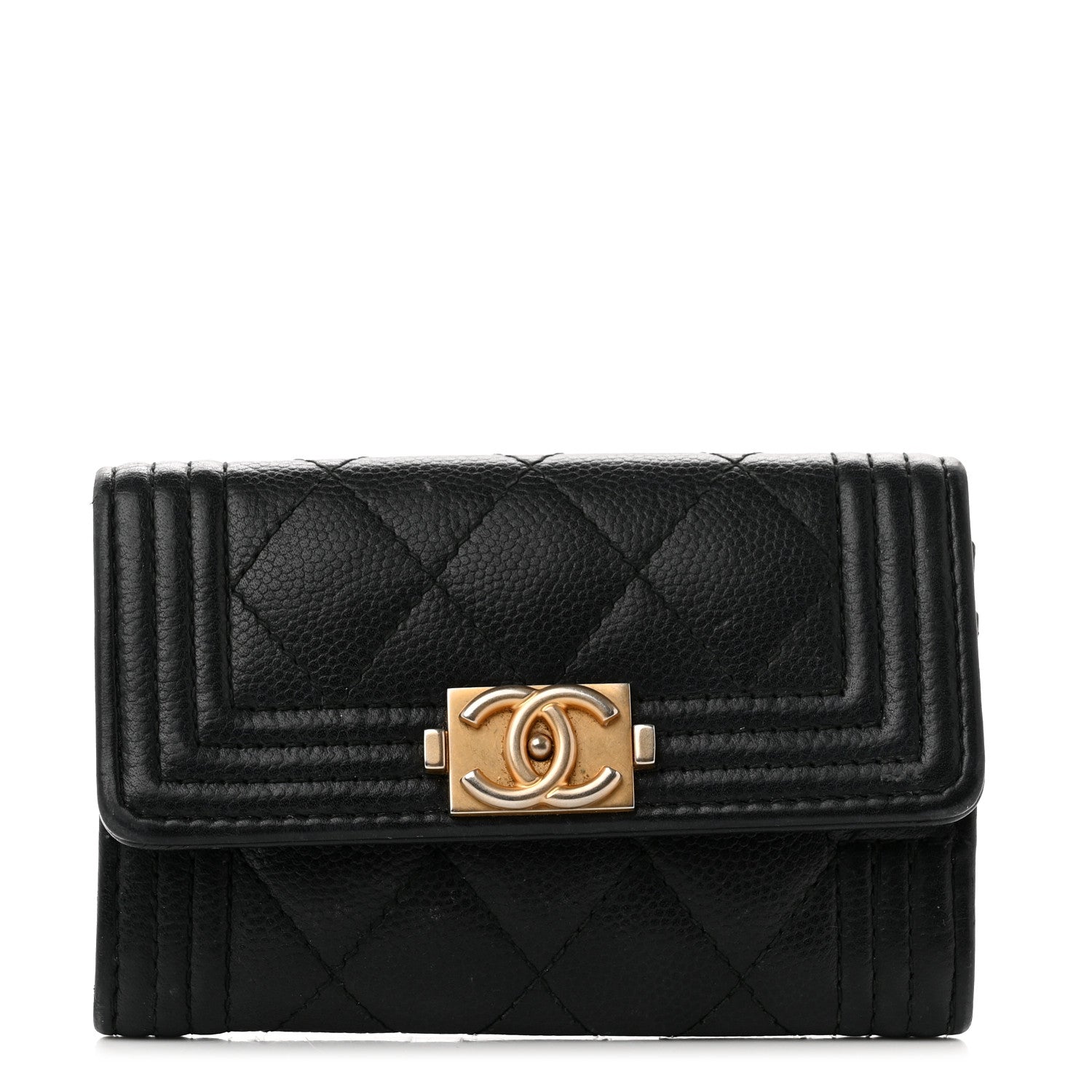 Chanel Caviar Quilted Boy Flap Card Holder Black 1 of 9
