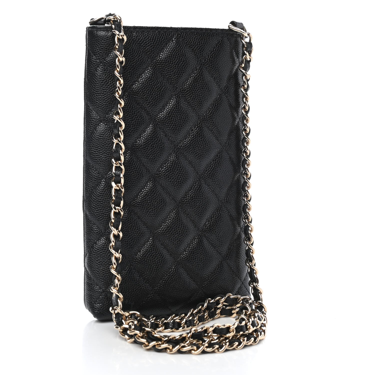 Chanel Caviar Quilted French New Wave Phone Holder With Chain Black 3 of 10