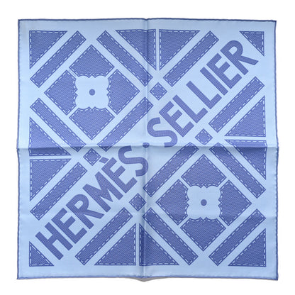 Hermes Silk Gavroche Sellier Pocket Square Scarf Bleu Ciel Lavande 1 of 4