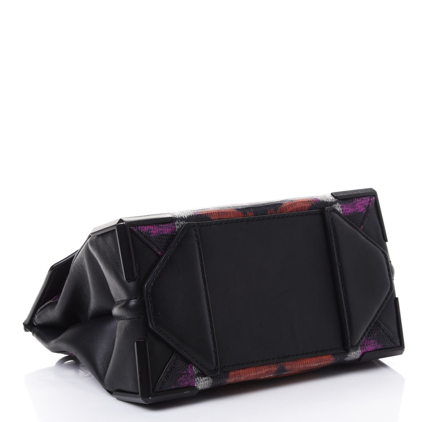 Calfskin Lizard Embossed Tie Dye Prisma Skeletal Crossbody Matte Black Pink