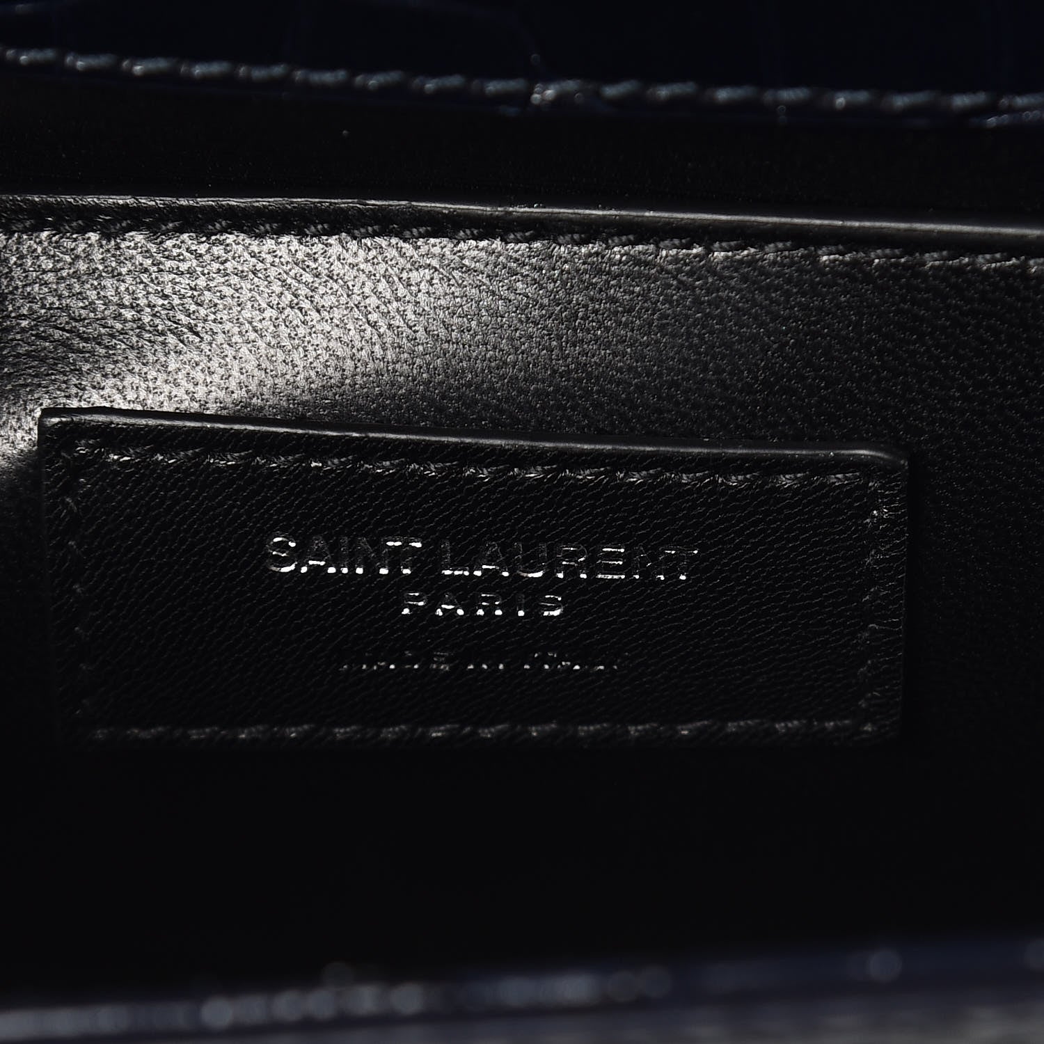 Saint Laurent Calfskin Crocodile Embossed Medium Classic Monogram Kate Tassel Satchel Blue Sapphire 6 of 9