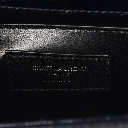 Saint Laurent Calfskin Crocodile Embossed Medium Classic Monogram Kate Tassel Satchel Blue Sapphire 6 of 9