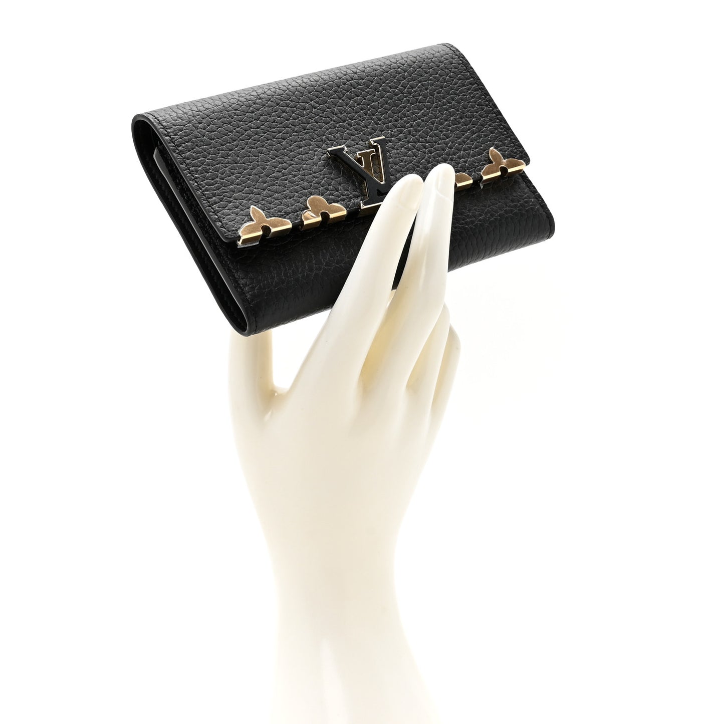 Taurillon Embellished Flower Crown Capucines Compact Wallet