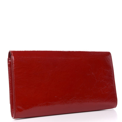 Saint Laurent Textured Patent Monogram Large Belle De Jour Clutch Red 3 of 6