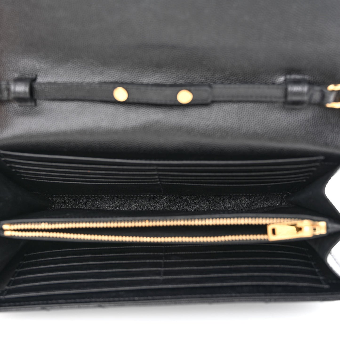 Grain De Poudre Matelasse Chevron Monogram Chain Wallet Black