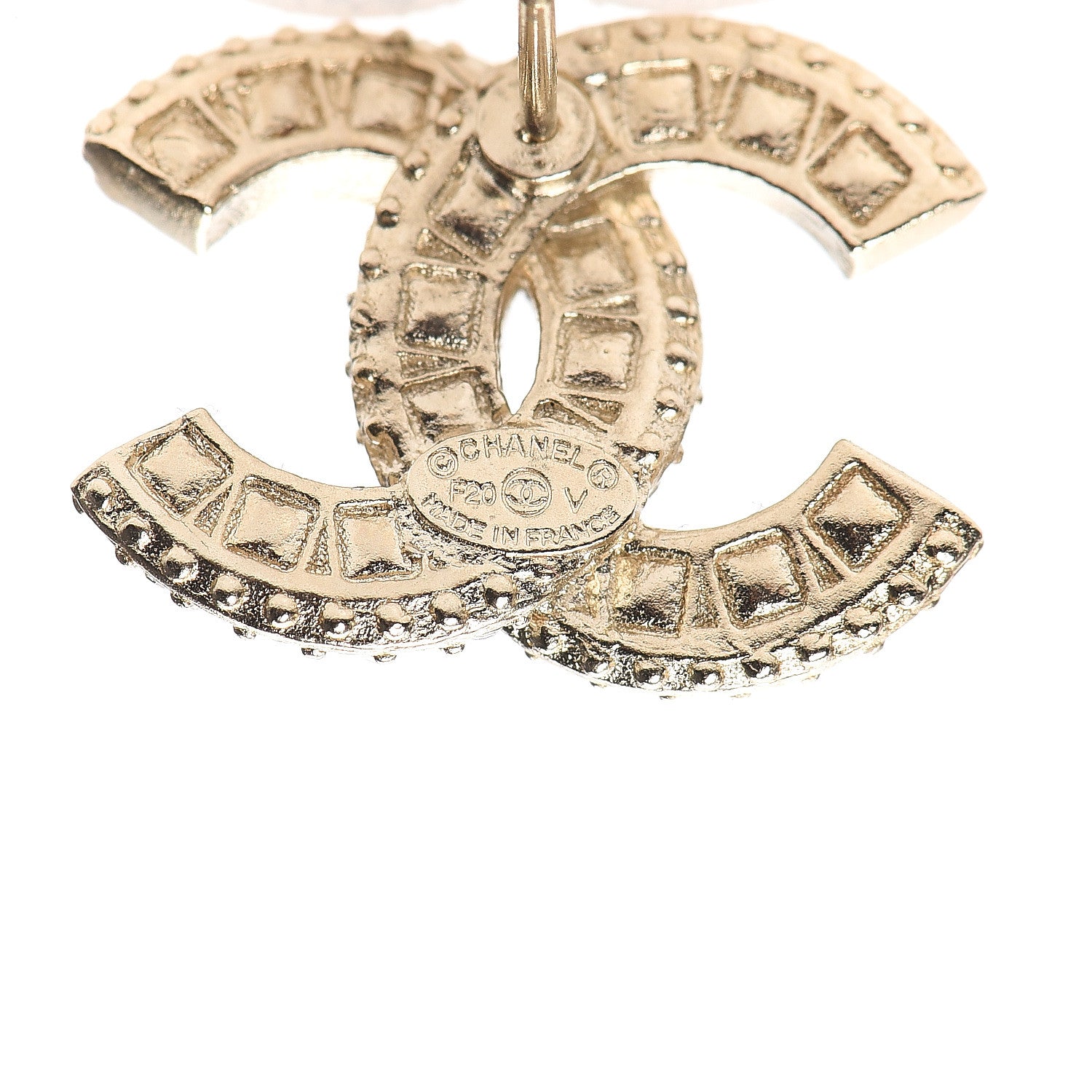 Chanel Crystal Timeless CC Earrings Light Gold 4 of 5