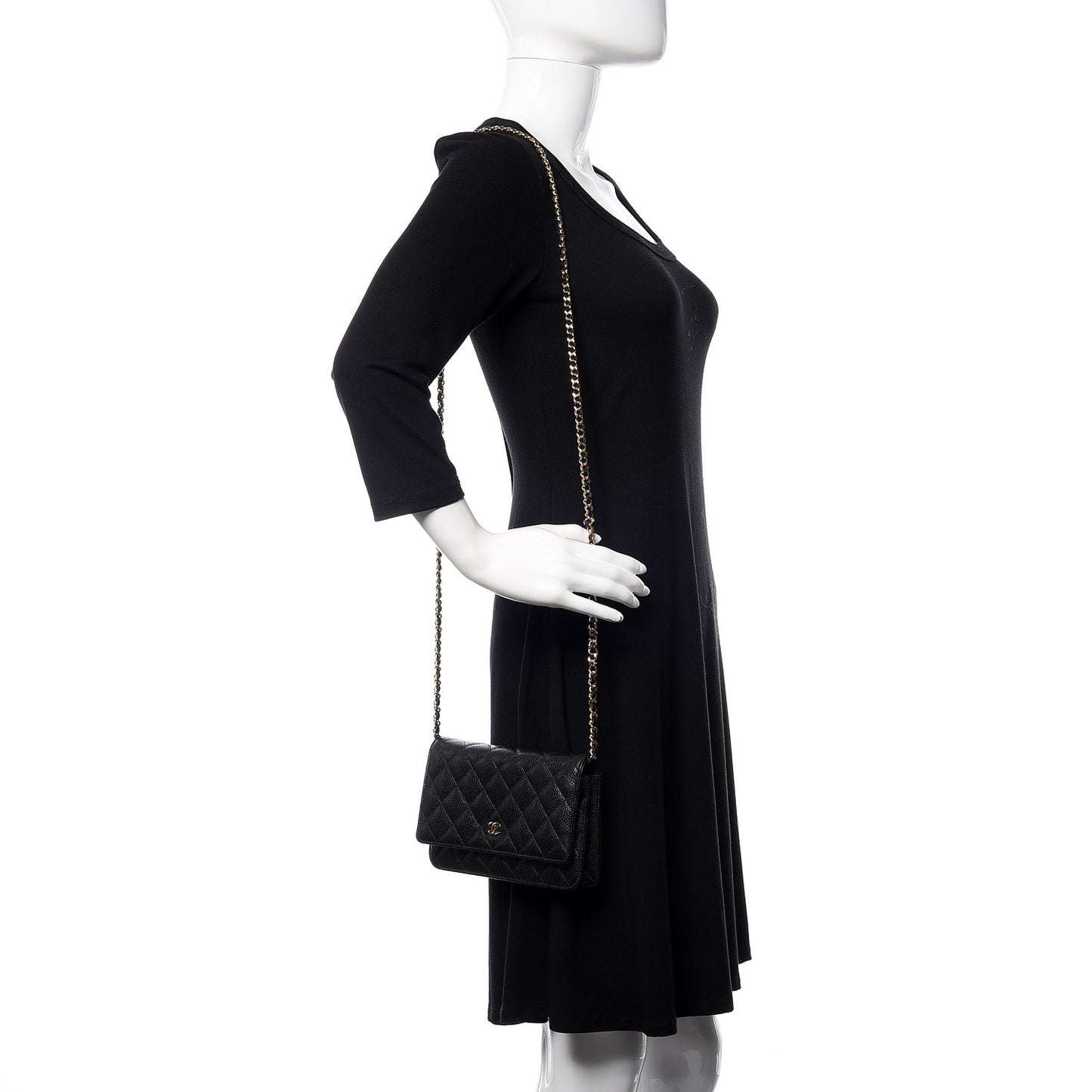 Caviar Quilted Wallet On Chain WOC Black